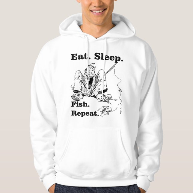 Fishing Fisherman Funny Eat Sleep Fish Repeat Fish Hoodie (Vorderseite)