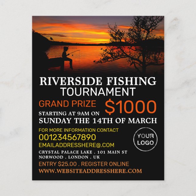 Fishing Lake Landscape, Fishing Tournament Event Flyer (Vorne)