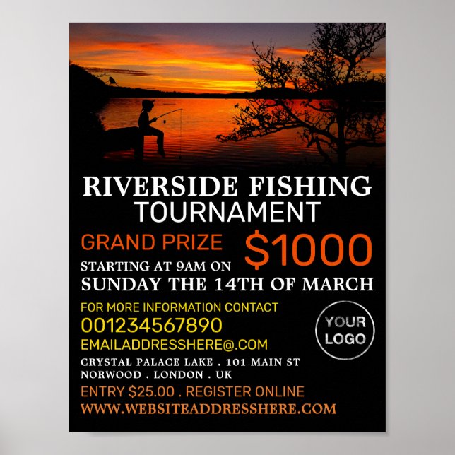 Fishing Lake Landscape, Fishing Tournament Event Poster (Vorne)