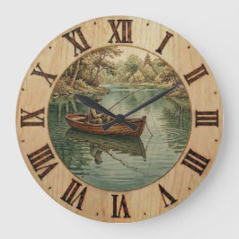 Fishing Lake- Wall Clock  Große Wanduhr