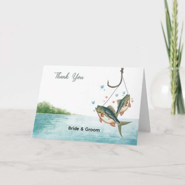 Fishing Lovers Wedding Watercolor Thank You Card  Dankeskarte (Vorderseite)