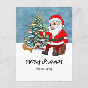 Fishing Lovers Weihnachtsferien mit Santa Fisch Feiertagspostkarte