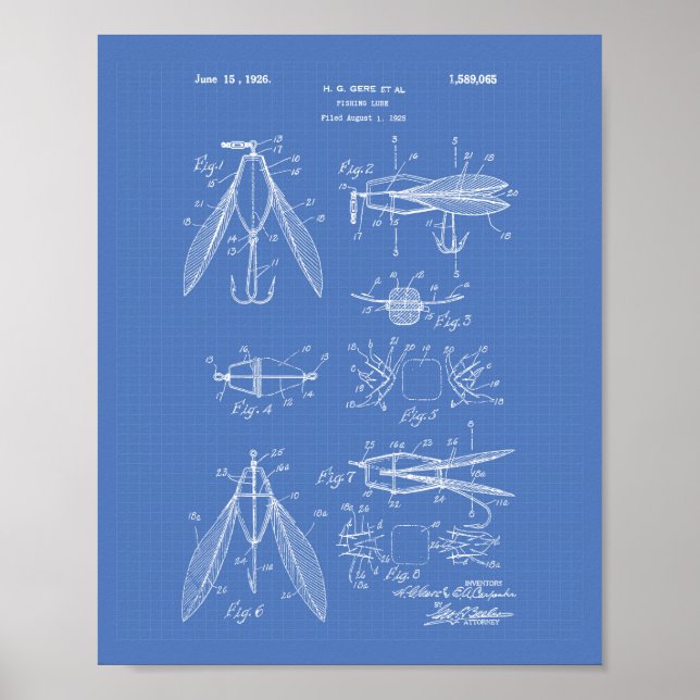 Fishing Lure 1926 - Art Blueprint Poster (Vorne)