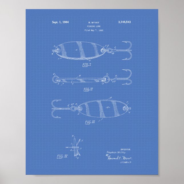 Fishing Lure 1964 Art Blueprint Poster (Vorne)