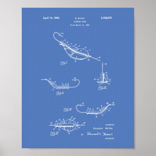 Fishing Lure 1964 Art Blueprint Poster (Vorne)