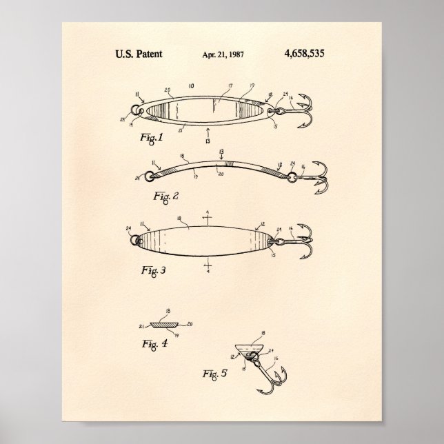 Fishing Lure 1964 Patent Art Old Peper Poster (Vorne)