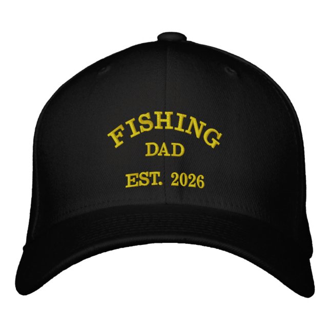 Fishing Papa Est. 2026 | Besticktes Design Bestickte Baseballkappe (Vorderseite)
