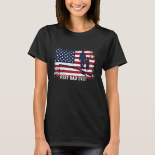 Fishing Papa Leben USA-Flagge Bester Vater T-Shirt
