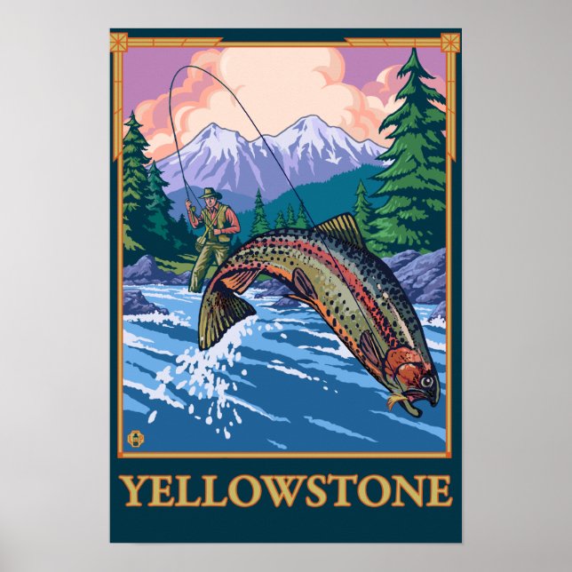 Fishing Scene - Yellowstone Nationalpark Poster (Vorne)