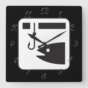 Fishing Store Quadratische Wanduhr