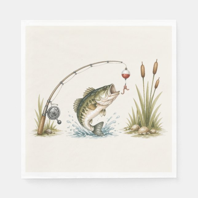 Fishing Theme Party Plates Bass Serviette (Vorderseite)