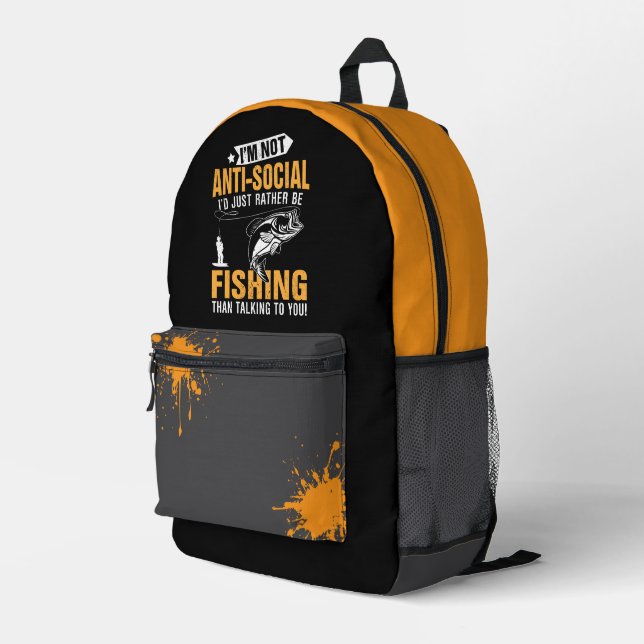 Fishing themed bedruckter rucksack (Rückseitige Ecke Rechts)