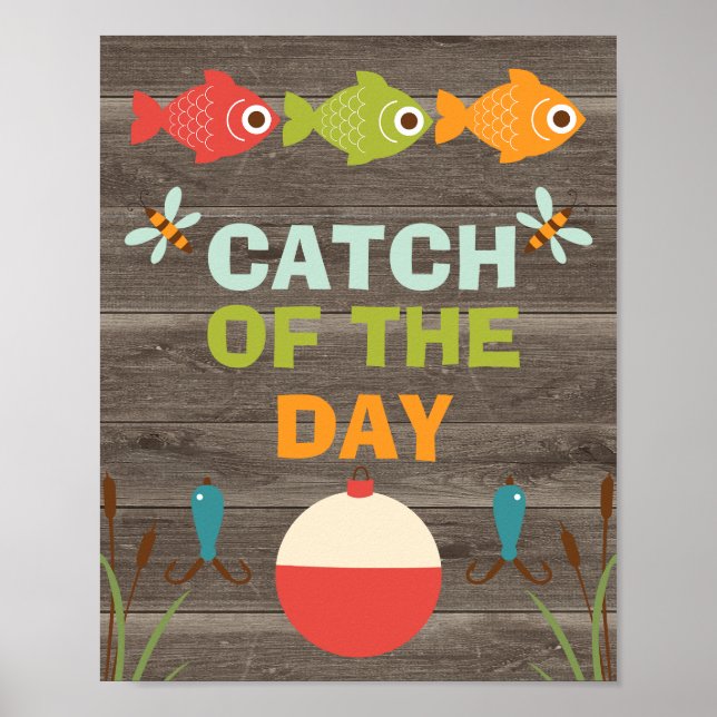 Fishing Themed Birthday Party Sign 8x10 inch Poster (Vorne)