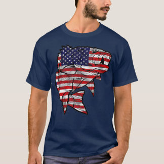 Fishing US American Flag Bass Fish Fisherman 4th O T-Shirt