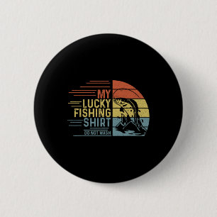 Fishing Vintage Retro Mein Glücks-Fischerei-Shirt  Button