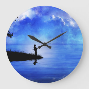 FISHING WALL CLOCK GROßE WANDUHR
