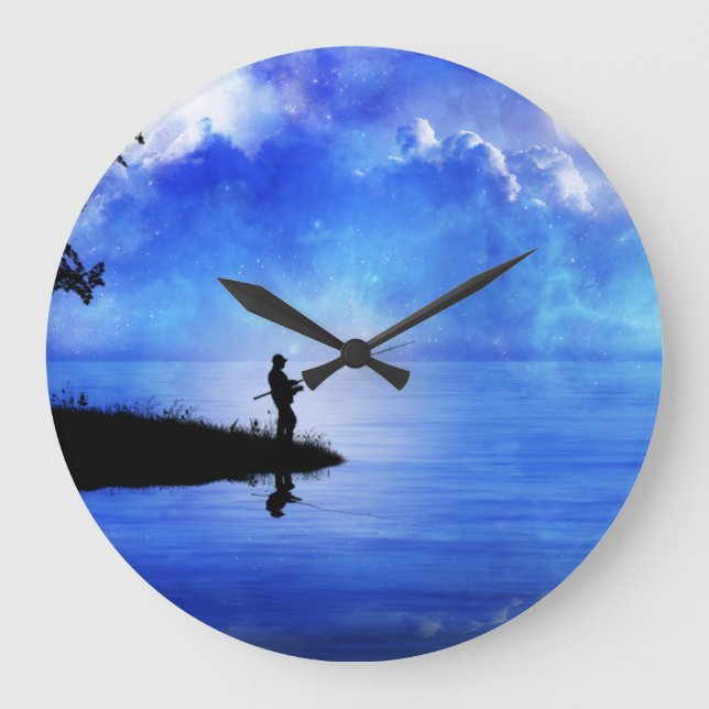 FISHING WALL CLOCK GROßE WANDUHR (Vorderseite)