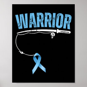 Fishing Warrior Prostatakrebs Fischer Hellblau Poster