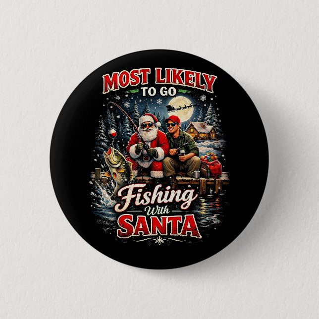Fishing with Santa Button (Vorderseite)