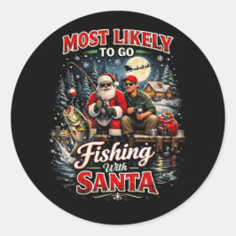 Fishing with Santa Runder Aufkleber