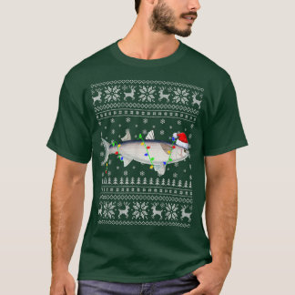 Fishing Xmas Lighting Santa Ugly Mullet Fish Chris T-Shirt