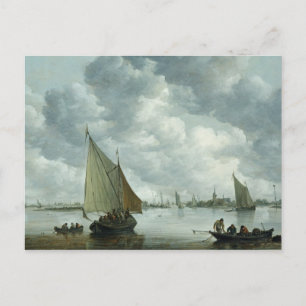 Fishingboat in einer Mündung, 1655 Postkarte