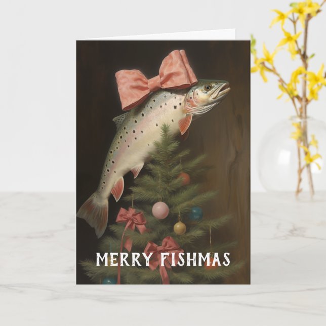 Fishmas-Baum-Weihnachtskarte Karte (Gelbe Blume)