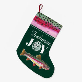FISHmas JOY Rainbow Trout Fly Fishing Kleiner Weihnachtsstrumpf