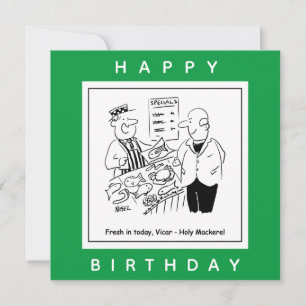 Fishmonger bietet Vicar Holy Mackerel Cartoon Karte