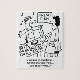 Fishmonger singt über Mackerel-Cartoon Puzzle