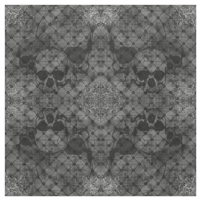 Fishnet Damask Skulls Goth Stoff (Muster)