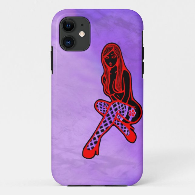 Fishnets und Blume Button-Oben (lila Dunst) Case-Mate iPhone Hülle (Rückseite)