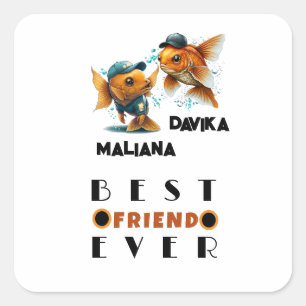 Fishy Best Friend Forever Besties Quadratischer Aufkleber