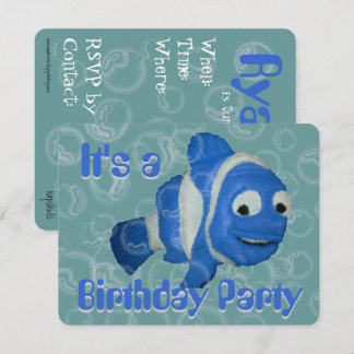 FiShY (blau) Geburtstagsparty Einladung