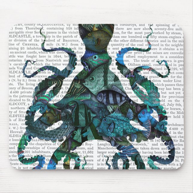 Fishy Blue Octopus Mousepad (Vorne)
