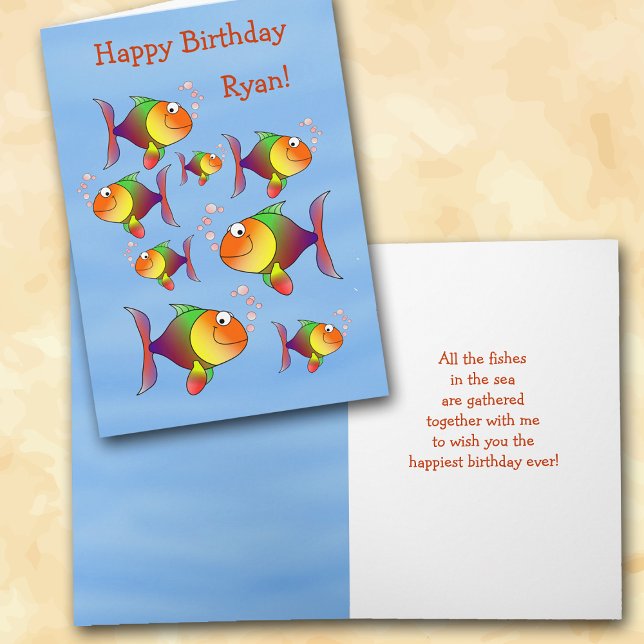Fishy Fun Kids Personalized Birthday Card Karte (Von Creator hochgeladen)