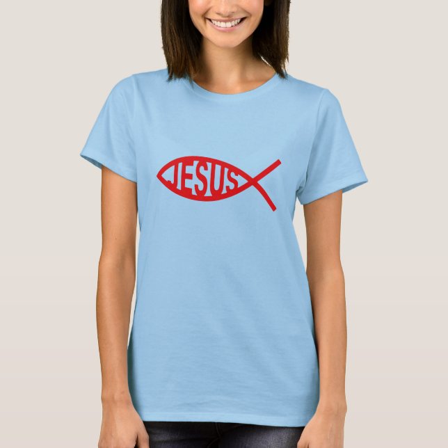 Fishy Jesus in Red T-Shirt (Vorderseite)