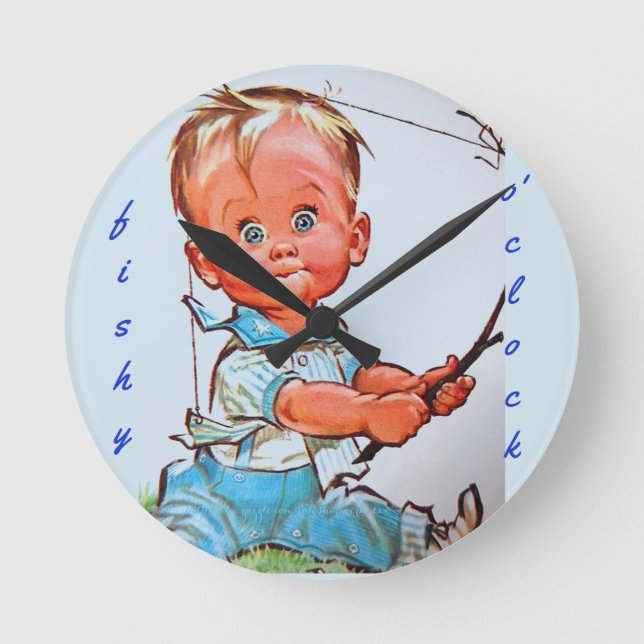 "Fishy o'clock" Runde Wanduhr (Vorderseite)