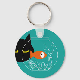 FISHY VIBES! Funny Black Cat Key Ring Schlüsselanhänger