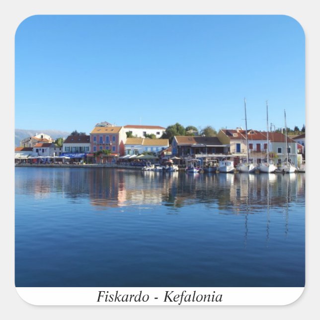 Fiskardo - Kefalonia Quadratischer Aufkleber (Vorderseite)
