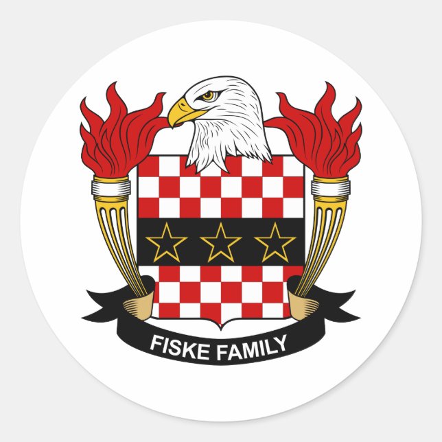 Fiske Familienwappen Runder Aufkleber (Vorderseite)