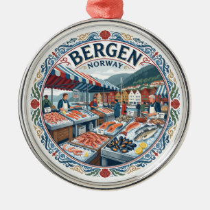 Fisketorget Meeresfrüchte-Theken Bergen Norwegen R Ornament Aus Metall