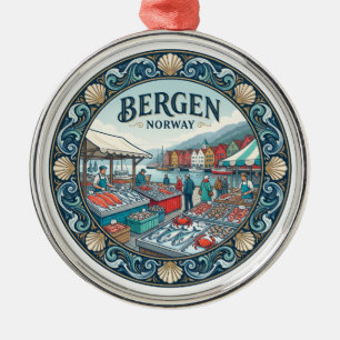 Fisketorget Wasserfront Fischmarkt Bergen Ornament Aus Metall