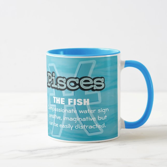 Fisst das Fisch-Wasser-Zeichen astrologische Tasse (Rechts)