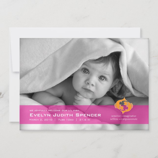 Fisst das Fish Foto Geburtserklärung Ankündigung (Vorderseite)