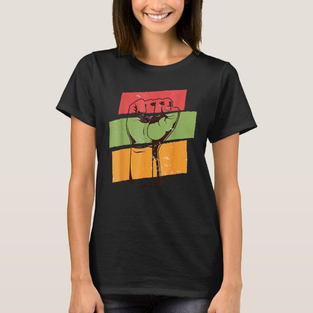 Fist Hand Black History Month Afro African Pride M T-Shirt (Vorderseite)