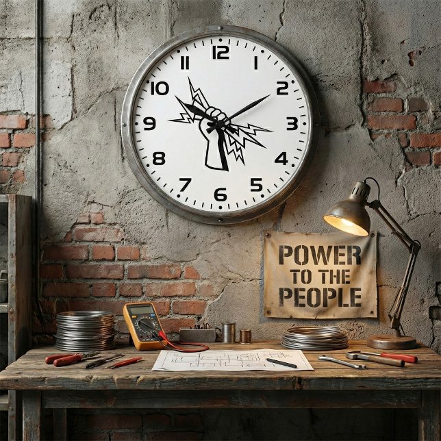 Fist Holding Lightning Bolt Bold Power Große Wanduhr (Von Creator hochgeladen)