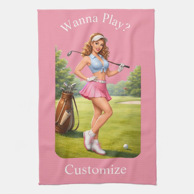 Fit Female Golfer Thunder_Cove Geschirrtuch (Vertikal)