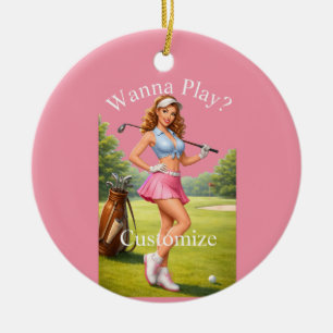 Fit Female Golfer Thunder_Cove Keramik Ornament