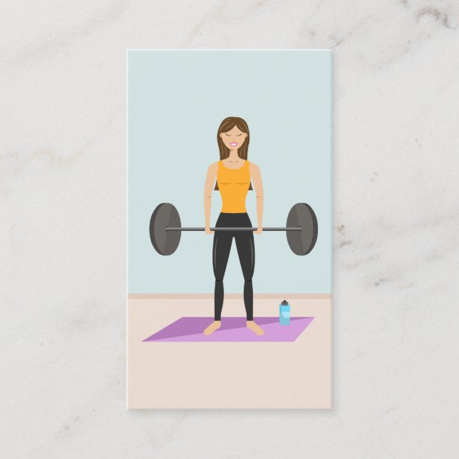 Fit Girl Deadlift Illustration Personal Trainer Visitenkarte (Vorderseite)